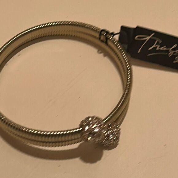 Thalia Sodi Gold Plated 14” Adjustable Wrap Bracelet With Rhinestones Classy NWT - Picture 4 of 8